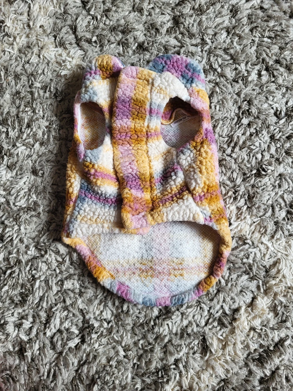 Sherpa Plaid Dog Pullover - White, Yellow & Pink